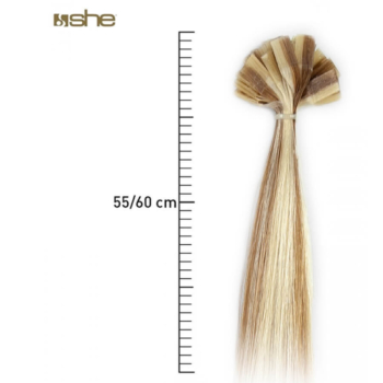 Extensões Cabelo Natural Liso Mesclado Queratina SHE 55x60cm